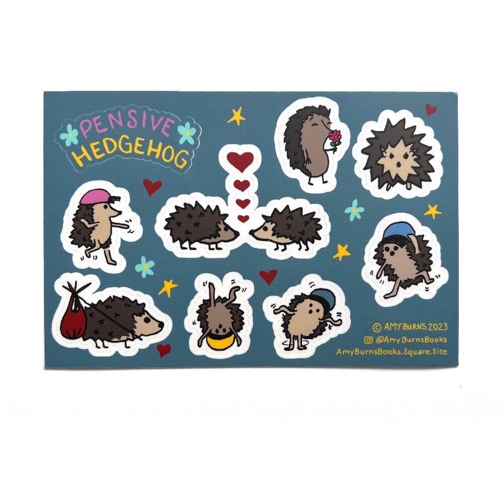 Pensive Hedgehog Sticker Sheet